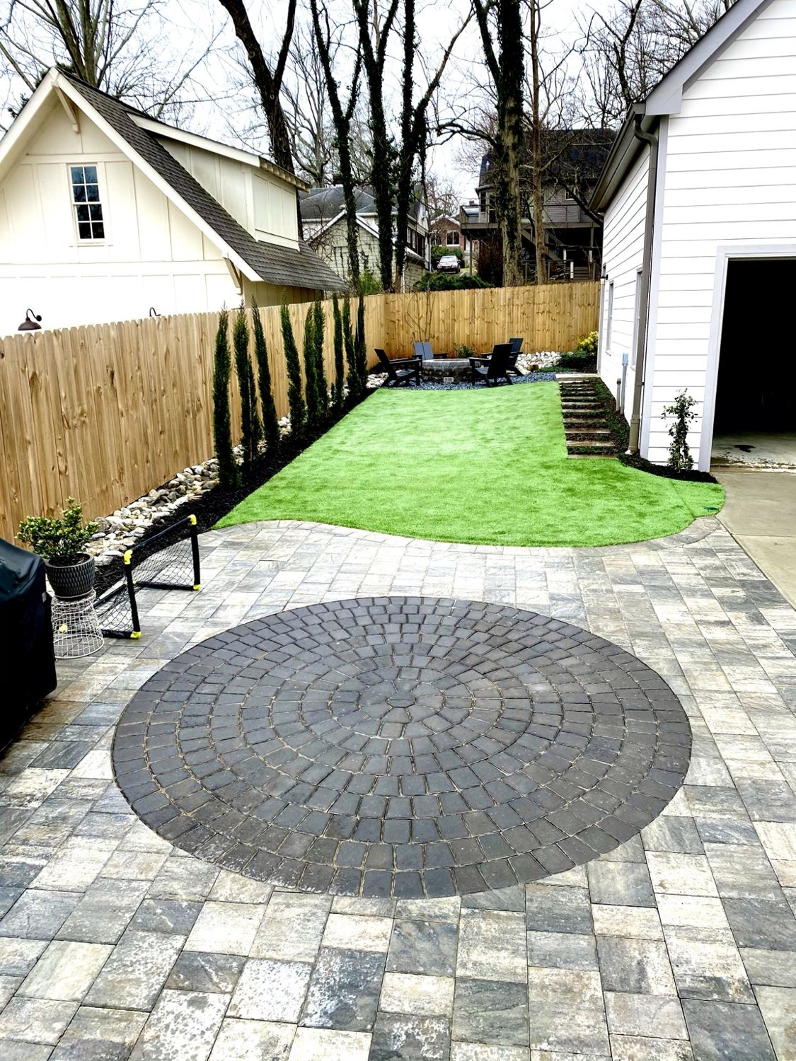 Finished paver patio and turf
